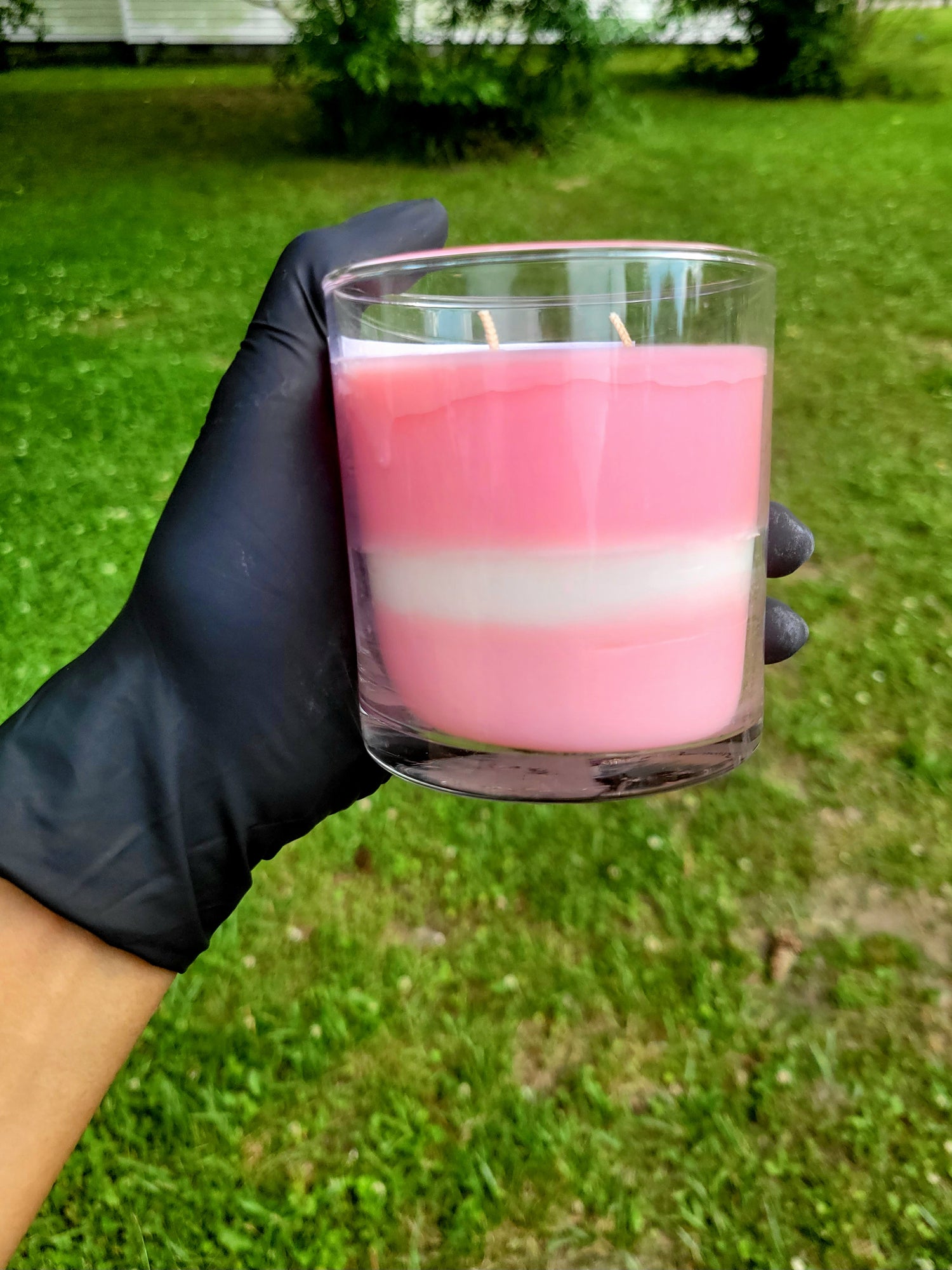 Pink and White Candle, SheaLuxCo